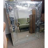 VENETIAN ETCHED BEVELLED GLASS MIRROR 70 X 90 CM