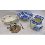 MINTONS BLUE & WHITE POTTERY EWER & BASIN,