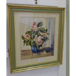 E CHARLES SIMPSON, THE BLUE VASE, SIGNED, GILT FRAMED WATERCOLOUR,