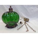 ARTS & CRAFTS STYLE GREEN GLASS LIGHT FITTING