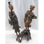 CARVED ORIENTAL HARDWOOD FIGURES AS FOUND OVERALL SIZE 40CM