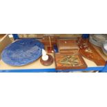 SELECTION OF OLD DRAWING TOOL INSTRUMENTS, CARVED INLAID BOX WITH TAJ MAHAL SCENE,