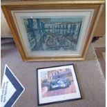 TERENCE CUNEO FRAMED PRINT - THE UNDERWRITING ROOM AT LLOYDS 1965 & FRAMED PRINT JACKIE STEWART