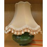 GREEN ART GLASS TABLE LAMP