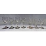 7 VARIOUS 18TH OR 19TH CENTURY CUT GLASS LIQUER GLASSES INCLUDING 1 WITH FOLDED FOOT