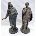 TWO METAL FIGURES DEPICTING WILLIAM SHAKESPEARE & JOHN MILTON.