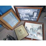 3 FRAMED PARIS STREET SCENE PICTURES & 4 OTHER FRAMED PICTURES