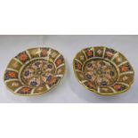 PAIR OF ROYAL CROWN DERBY IMARI PATTERN DISHES,