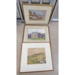 3 FRAMED WATERCOLOURS OF RURAL SCENES