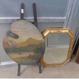 PAINTING ON EASEL & GILT FRAMED MIRROR