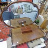 MAHOGANY BOX & MAHOGANY FRAMED BEVELLED EDGE MIRROR, WIDTH 76CM,