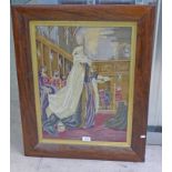 19TH CENTURY ROSEWOOD FRAMED WOOL WORK PICTURE - OVERALL SIZE 73 X 59 CMS