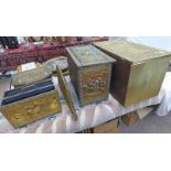 3 BRASS LOG BOXES,