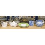 SELECTION OF EARLY 19TH CENTURY PORCELAIN INCLUDING BLOOR DERBY PLATES, SPODE CREAM JUG,