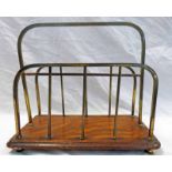 EARLY 20TH CENTURY OAK & BRASS MAGAZINE RACK 33 CM TALL X 37 CM LONG