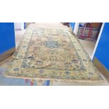 GREEN AND PINK MIDDLE EASTERN CARPET - 346 X 245 CMS Condition Report: Faded in