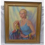 GILT FRAMED PORTRAIT IN OILS OF MRS BURLTON WIFE OF CHIEF OF POLICE LUCKMAN,