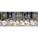 SET OF 15 ROYAL WORCESTER DEMI-TASSE FLORAL DECORATED CUPS & SAUCERS,