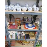 SELECTION OF VARIOUS CERAMICS, BOOKS ETC INCLUDING BLUE & WHITE DINNERWARE,