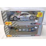 TWO MAISTO 1:18 SCALE MODEL CARS FROM THE GT RACING RANGE INCLUDING PORSCHE 911 GT1 TOGETHER WITH