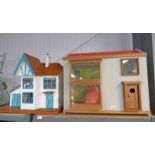 TWO WOODEN TWO STORY DOLLS HOUSES