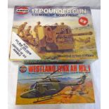 TWO UNUSED AIRFIX PLASTIC MODEL KITS INCLUDING 17 POUNDER ANTI : TANK GUN TOGETHER WITH WESTLAND -