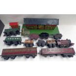 HORNBY 0 GAUGE 0-4-0 LMS TANK LOCOMOTIVE AND TENDER RN 5600 TOGETHER WITH A SELECTION OF OTHERS