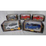 FIVE BURAGO 1:24/25 SCALE MODEL CARS INCLUDING FERRARI 550 MARANELLO (1996),