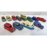 SELECTION OF PLAYWORN DINKY TOY MODEL VEHICLES INCLUDING CHIVERS JELLIES TROJAN, LOUD SPEAKER VAN,