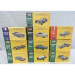 TEN ATLAS EDITIONS 1:43 SCALE MODEL CARS FROM THE CLASSIC SPORTS CARS SERIES INCLUDING MORGAN PLUS