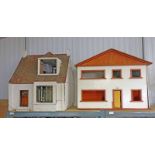 TWO WOODEN TWO STORY DOLLS HOUSES