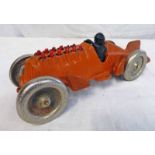 CAST IRON HUBLEY V12 RACING CAR & DRIVER WITH MOVING PISTONS