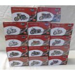 FOURTEEN ATLAS EDITIONS 1:24 SCALE CLASSIC MOTORBIKE MODELS INCLUDING NORTON COMMANDO, BMW R69-S,