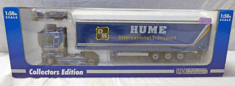 UNIVERSAL HOBBIES 1:50 SCALE RENAULT HGV, HUME INTERNATIONAL TRANSPORT.