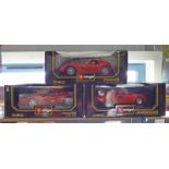 THREE BURAGO 1:18 SCALE METAL CAR MODELS INCLUDING FERRARI 348TB (1989) TOGETHER WITH LAMBORGHINI