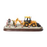 Border Fine Arts 'Essential Repairs' (Workman with JCB Back Hoe), model No. B0652 by Ray Ayres,