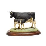 Border Fine Arts 'Friesian Cow and Calf' (Style One), model No. L34 by Ray Ayres, limited edition