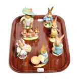 Beswick Beatrix Potter Figures Comprising: 'Benjamin Bunny', first version, 'Cecily Parsley',