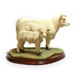 Border Fine Arts 'Charolais Cow and Calf' (Style Three), model No. B0742 by Jack Crewdson, limited