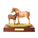 Border Fine Arts 'Best at Show' (Clydesdale Mare and Foal), Gold Edition, model No. B0404B by Anne