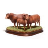 Border Fine Arts 'Limousin Family', model No. B0855 by Ray Ayres, limited edition 198/950, on wood