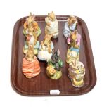 Beswick Beatrix Potter Figures Comprising: 'Benjamin Bunny Sat on a Bank', first version, 'Chippy