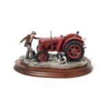 Border Fine Arts 'Kick Start' (David Brown Cropmaster Tractor, Farmer and Collie), model No. B0541