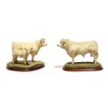Border Fine Arts 'Charolais Cow and Calf' (Style Three), model No. B0742, limited edition 627/750