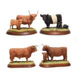 Border Fine Arts 'Highland Cow and Calf' (Style One), model No. 167 by Anne Wall, 'Highland Bull',