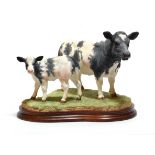 Border Fine Arts 'Belgian Blue Cow and Calf' (Style Three), model No. B0929 by Jack Crewdson,