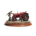 Border Fine Arts 'Kick Start' (David Brown Cropmaster Tractor, Farmer and Collie), model No. B0541