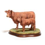 Border Fine Arts 'Limousin Cow and Calf' (Style Two), model No. B0657 by Jack Crewdson, limited