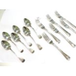 A set of six Victorian silver table-forks and six dessert-spoons, by James Barber and William North,
