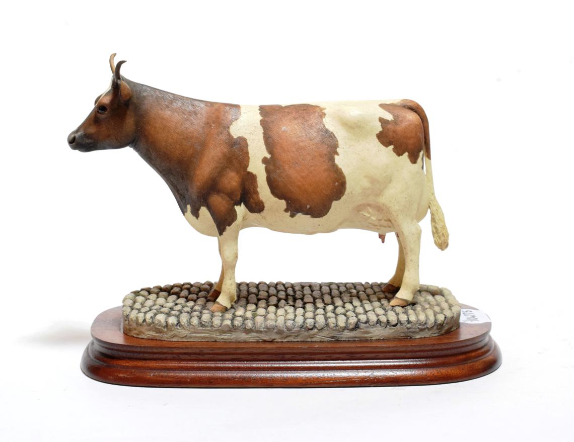 Border Fine Arts 'Ayrshire Cow' (Horned), model No. L75 by Elizabeth MacAllister, limited edition